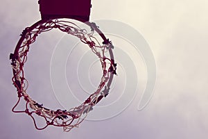 Vintage Basketball hoop and sky