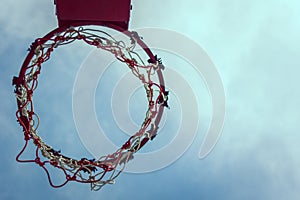 Vintage Basketball hoop and sky