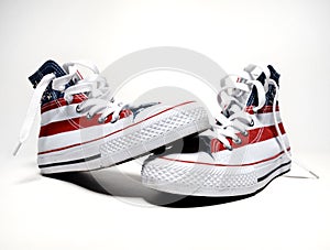 Vintage basketball shoes with usa flag