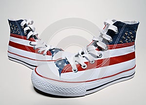 Vintage basketball shoes with usa flag