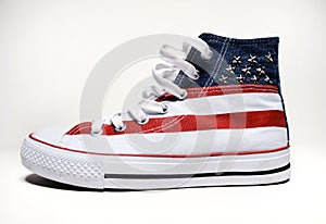 Vintage basketball shoes with usa flag