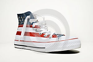 Vintage basketball shoes with usa flag