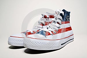 Vintage basketball shoes with usa flag