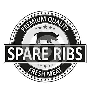 Vintage BBQ Spare Ribs Restaurant Sign on a white Background