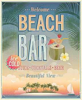 Vintage Beach Bar poster.