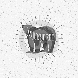 Vintage bear with Wild and Free quote