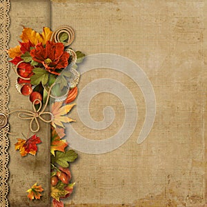 Vintage beautiful background with autumn border