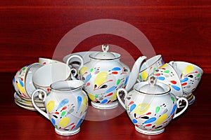 Vintage beautiful hand-painted porcelain tea set