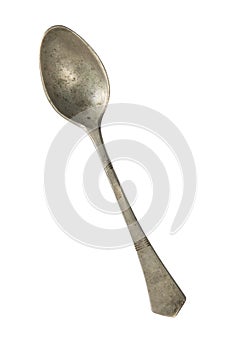 Vintage beautiful spoon isolated on a white background. Retro silverware