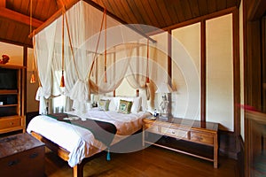 Vintage bed rooms in the hotel or resort