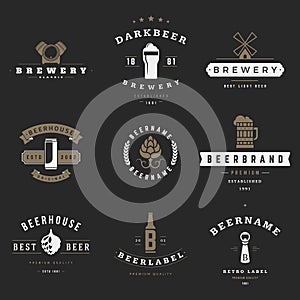 Vintage beer brewery logos, emblems, labels