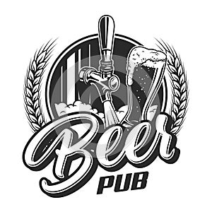 Vintage beer pub emblem