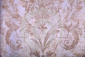 Vintage beige rundown victorian wallpaper