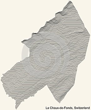 Vintage beige topographic map of La Chaux-de-Fonds, Switzerland