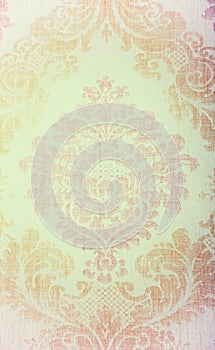 Vintage beige wallpaper with vignette victorian pattern