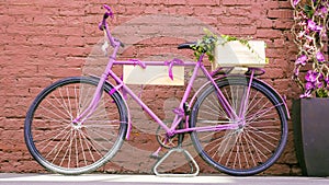 Vintage bicycle against old brick wall