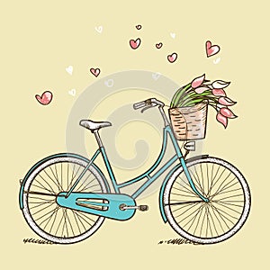 Vintage bicycle with flowers