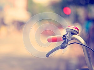 Vintage Bicycle Handlebar Resting in the city Street