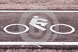 Vintage bicycle sign on road, Bicycle path