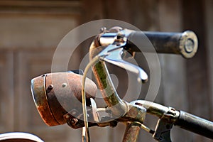 Vintage bicycle and wood background