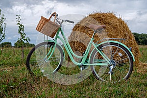 Vintage bicycle with a wooden basket