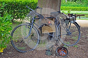 Vintage bicycle with World War 2 German Equipment
