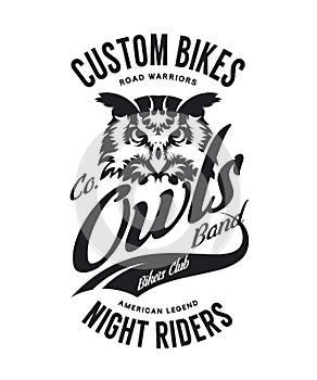 Vintage bikers club t-shirt vector logo on white background