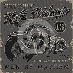 Vintage bikers sign Retro riders illustration motorbike quotes tee graphic motorcycle slogans style art print sticker design set