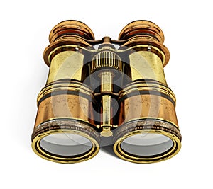 Vintage binoculars isolated on white. 3D illustration