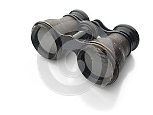 Vintage binoculars isolated on white