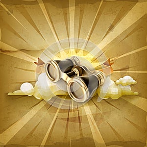 Vintage binoculars, vector background