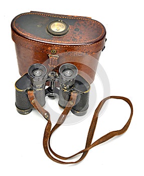 Vintage Binoculars on White Background
