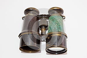 Vintage binoculars on white background