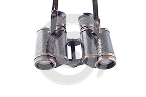 Vintage binoculars on a white background, isolate