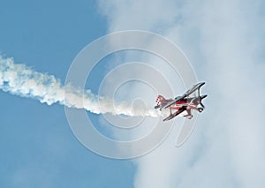 Vintage biplane aerial stunts