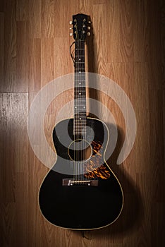 Vintage Black Acoustic Guitar