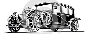 vintage black classic car limousine vector illustration