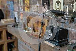 Vintage black corded telephone