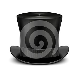 Vintage black gentleman top hat on white