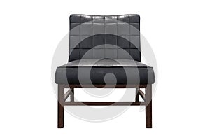 Vintage black leather chair isolated on white background - clipping paths