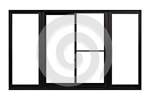 Vintage black metal window frame isolaed