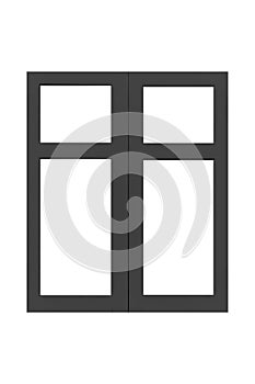 Vintage black metal window frame isolaed on a white