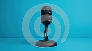 The vintage black microphone.AI generated image