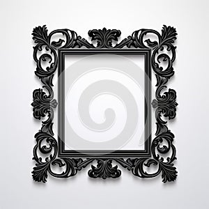 Vintage Black Mirror Frame On Gray Background