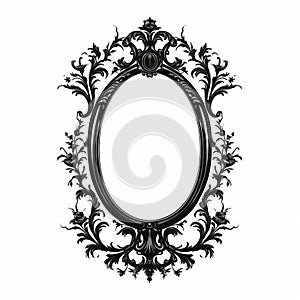 Vintage Black Oval Frame With Rococo Vines And Renaissance-inspired Chiaroscuro