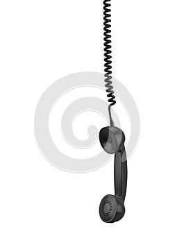 Vintage black phone reciever on white background. 3d rendering