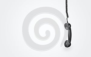 Vintage black phone reciever on white background. 3d rendering