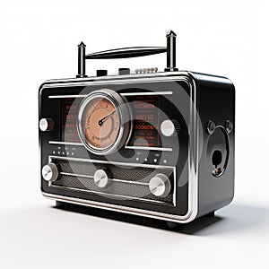 Vintage Black Retro Stereo With Clock Radio - Futuristic Troubadour Style photo