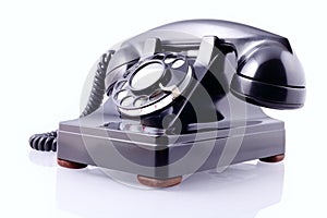 Vintage black rotary phone (with clipping path)