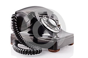 Vintage black rotary phone (with clipping path)